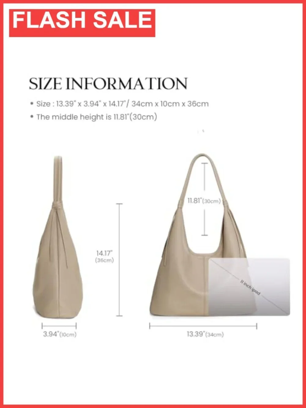 Genuine Leather Slouchy Hobo Bag Pebble Pattern Magnetic Closure